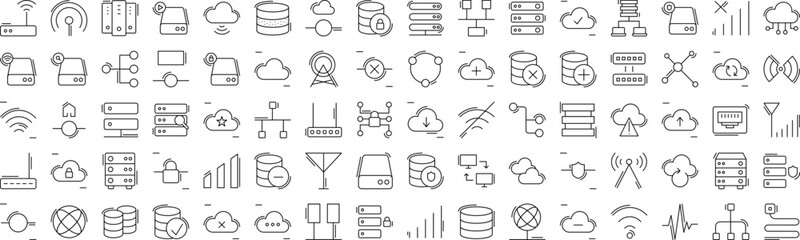 Networking & database icons collection vector illustration design