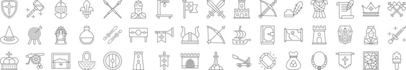 Medieval icons collection vector illustration design