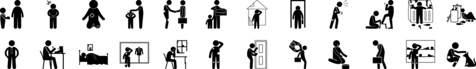 Poor people icons collection vector illustration design