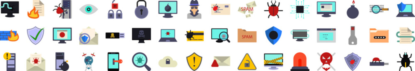 Virus antivirus icons collection vector illustration design