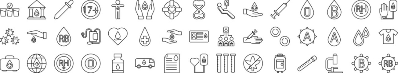 Blood donation icons collection vector illustration design