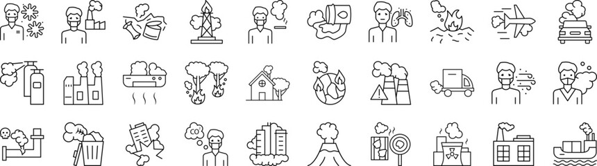 Air pollution icons collection vector illustration design