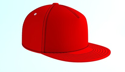 Images of red baseball cap isolated on white background. 3d rendering.