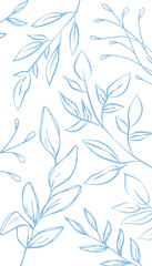 Fototapeta na wymiar Blue Toille Foliage Wallpaper Background
