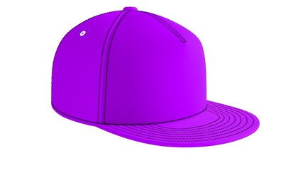 Images of purple baseball cap isolated on white background. 3d rendering.