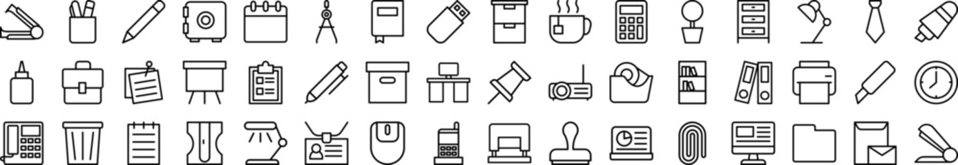 Office elements icons collection vector illustration design