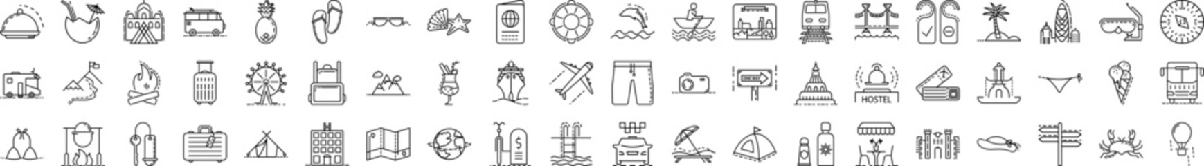 Summer vacation and travel icons collection vector illustration design