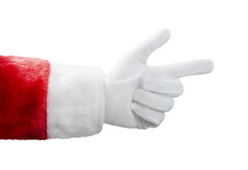 santa claus hand pointing finger on transparent PNG - christmas idea concept or pointing something