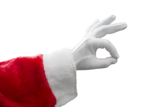 santa claus hand making the ok sign with transparent background PNG - Powered by Adobe