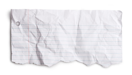 piece of torn wrinkled note paper 