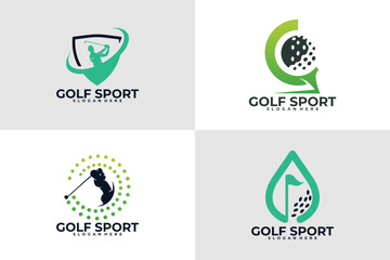 set of sport golf logo vector design template