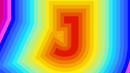 Vector graphic of letter J rainbow background. Alphabet letter J banner background. Digital Abstract background for screensaver. Good design for your advertisement, poster, banner, etc. vector eps10.