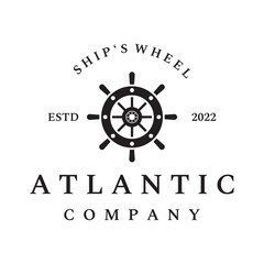 Cruise ship rudder logo template design with retro waves, ropes and anchors. Logo for business, sailors, sailing. © Mujiyono