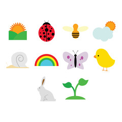 spring season icon set