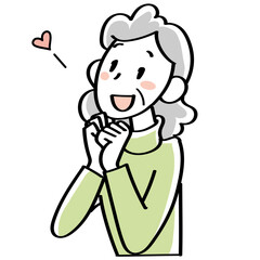 喜ぶシニア女性の上半身