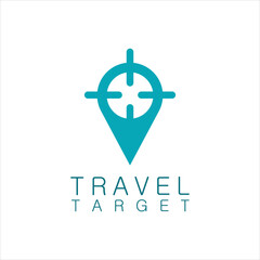 Target logo template design. Pin location logo with crosshairs or focus shape logo