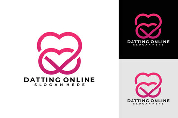 online dating logo vector design template - obrazy, fototapety, plakaty
