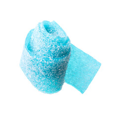 Blue sweet jelly candy on white background