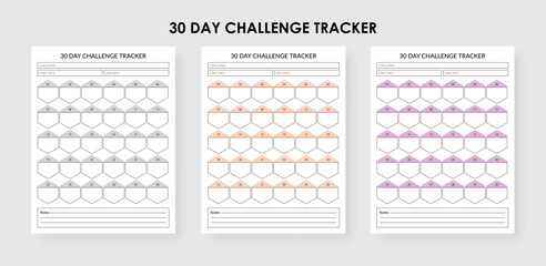 Set of 30-Day Challenge Tracker, 30-day self-improvement challenge