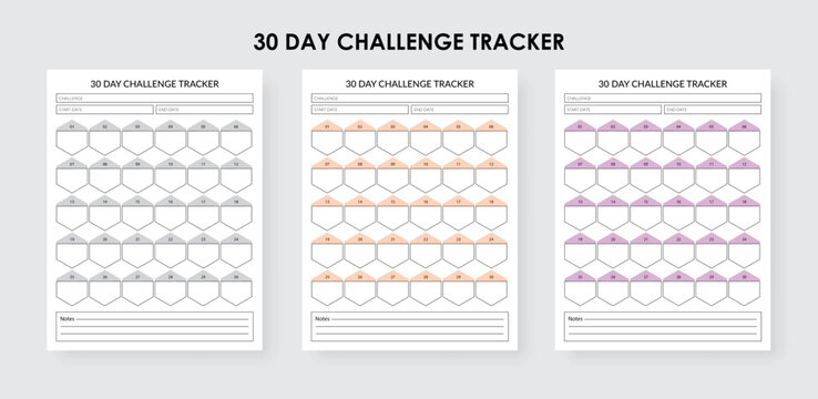 Set of 30-Day Challenge Tracker, 30-day self-improvement challenge