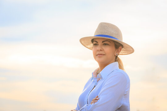Woman wearing hotsell a hat