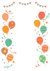 Abwaschbare Fototapete Heißluftballon 風船とガーランドのお祝いのイラスト