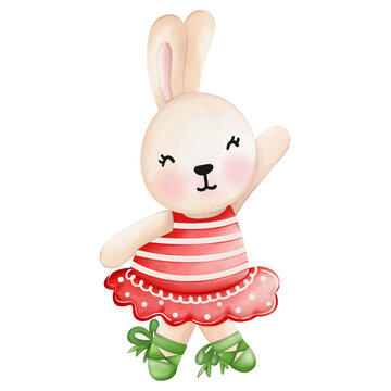 recommend clip art: watercolor cute rabbit circus, animal circus