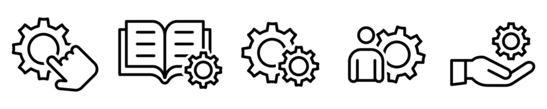 Conjunto de iconos de configuraci&oacute;n. Administraci&oacute;n, desarrollo, engranaje, ajustes. Ilustraci&oacute;n vectorial