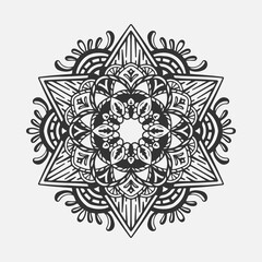 Circular pattern in form of mandala for Henna, tattoo, decoration. Decorative ornament in ethnic oriental style. Coloring book page.