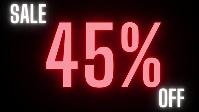 Neon logo 45 percent discount, sale, online store, holiday sale, sale logo, percent
