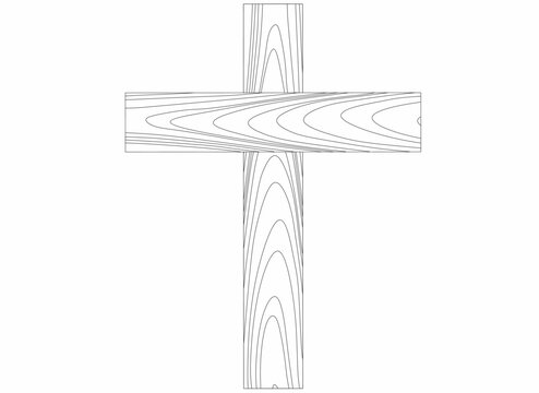 Wooden Cristian cross isolated on white background.hand drawing Cristian cross vector