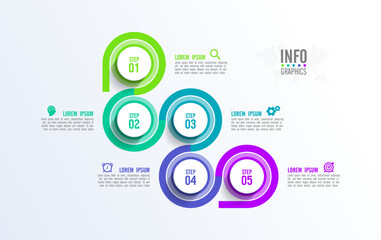 Circular diagram infographic options or steps template