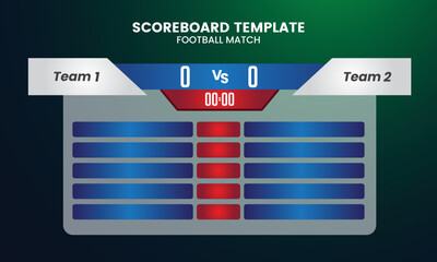 Scoreboard broadcast graphic template for sport soccer football