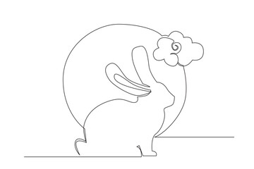 simple line of chinese new year celebration. one line concept of china new year drawing