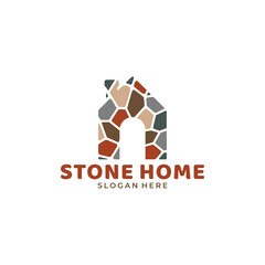 Brick House Logo Stone House Logo Flat Stone House Logo Illustration Icon Vector