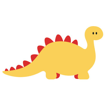 Flat vector illustration of a dinosaur with a long neck. Stegosaurus illustration