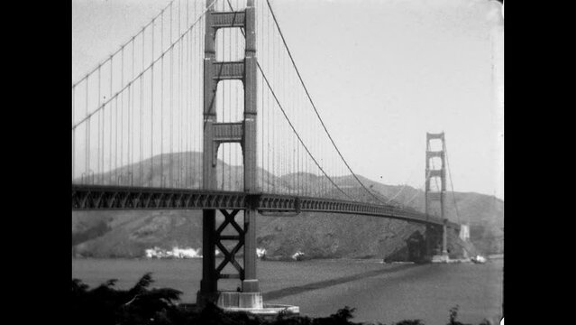Golden Gate Bridge View 1968 - Golden Gate bridge car traffic during the daytime in the 1960s