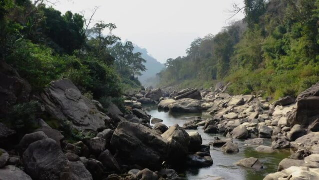 Beautiful view of Sangu river in winter, Bandarban, Bangladesh