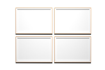 Transparent PNG illustration mockup template with four horizontal A4 format frames