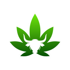 a logo illustration of a combination of marijuana leaves and buffalo head