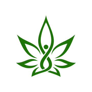 a logo illustration of a mix of healthy people and marijuana leaves, usually this for a CBD company