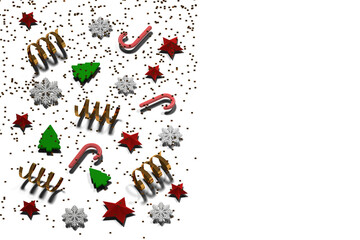 Transparent PNG illustration with Christmas pattern and copy blank space