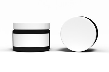 Transparent PNG mockup template with two cosmetics cream jars