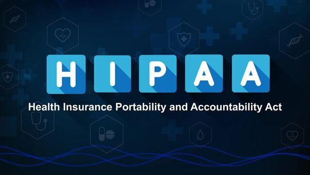 HIPAA Health Insurance Portability and Accountability Act Text Showing up in 4k with Medical Icons in the Background