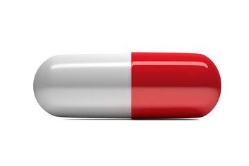 Transparent PNG illustration with one large medical pill with red and white caps