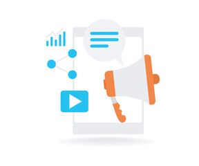 Illustration of digital marketing on the phone Suitable for landing page, flyers, Infographics, And Other Graphic Related Assets-vector