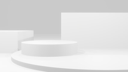 3D render abstrack creative white podium background