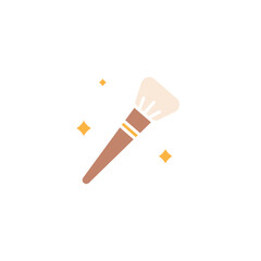 Icon beauty, makeup, salon, face care, women, female, powder, brush, eyelashes, eyeliner etc. editable color, Flat style.