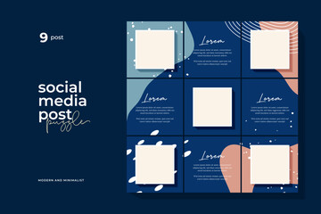 Social media puzzle post template for your fashion, or business needs, with abstract background and beautiful pastel colors