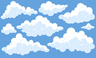 set of fluffy clouds cartoon 